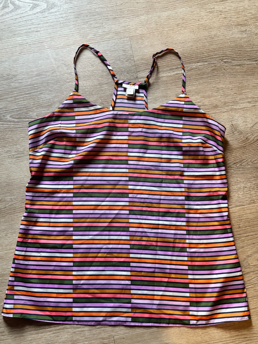J. Crew Multicolor Striped flowy Tank Top — Pink, Orange, Green, purple